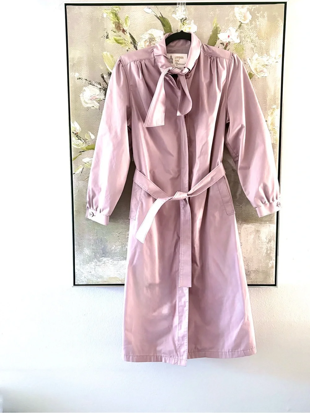 Vintage London Fog Women’s Lilac Tie-Neck Belted Trench Coat